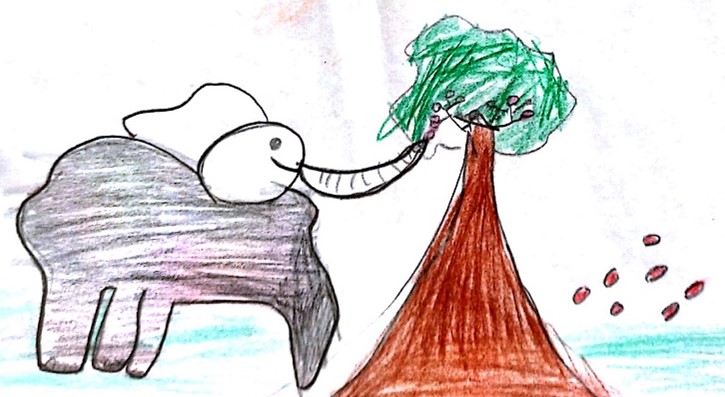 نقاشی اول برای طرح درس موشه و درخت سیب